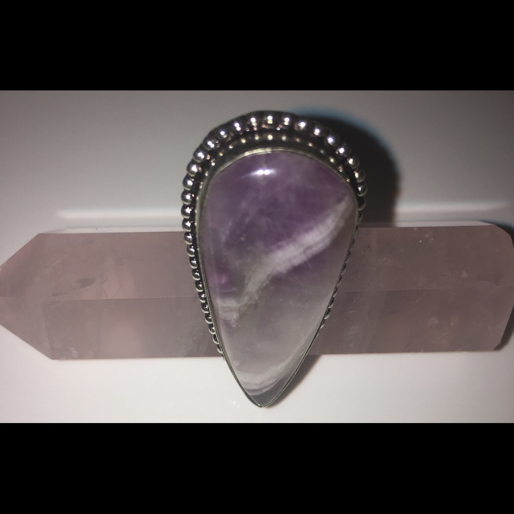 LACE AMETHYST/WHITE TOPAZ STERLING SILVER RING 💍